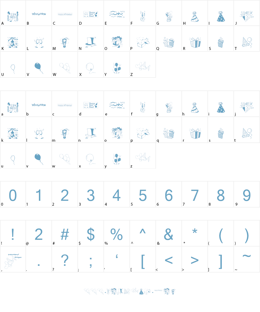 LCR Party Dings Font Character